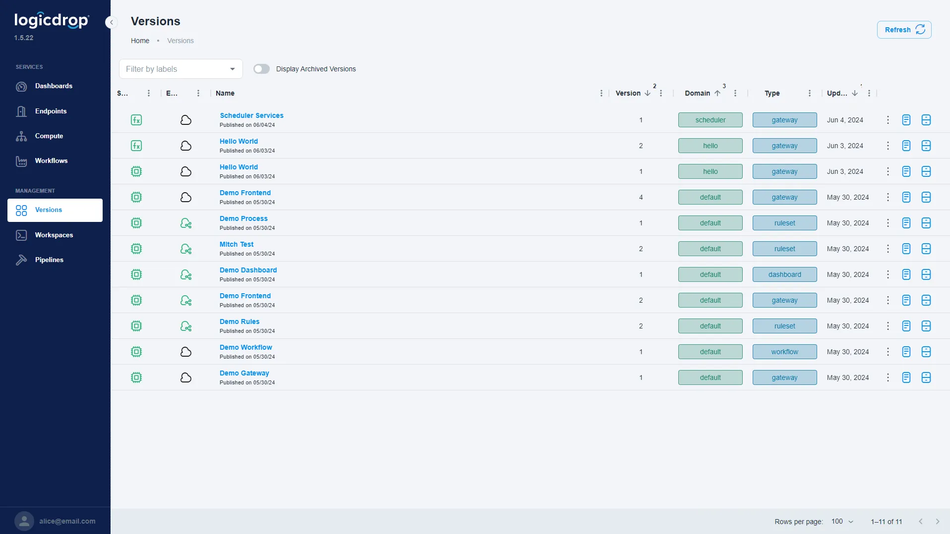 Fusion version control and deployment history interface